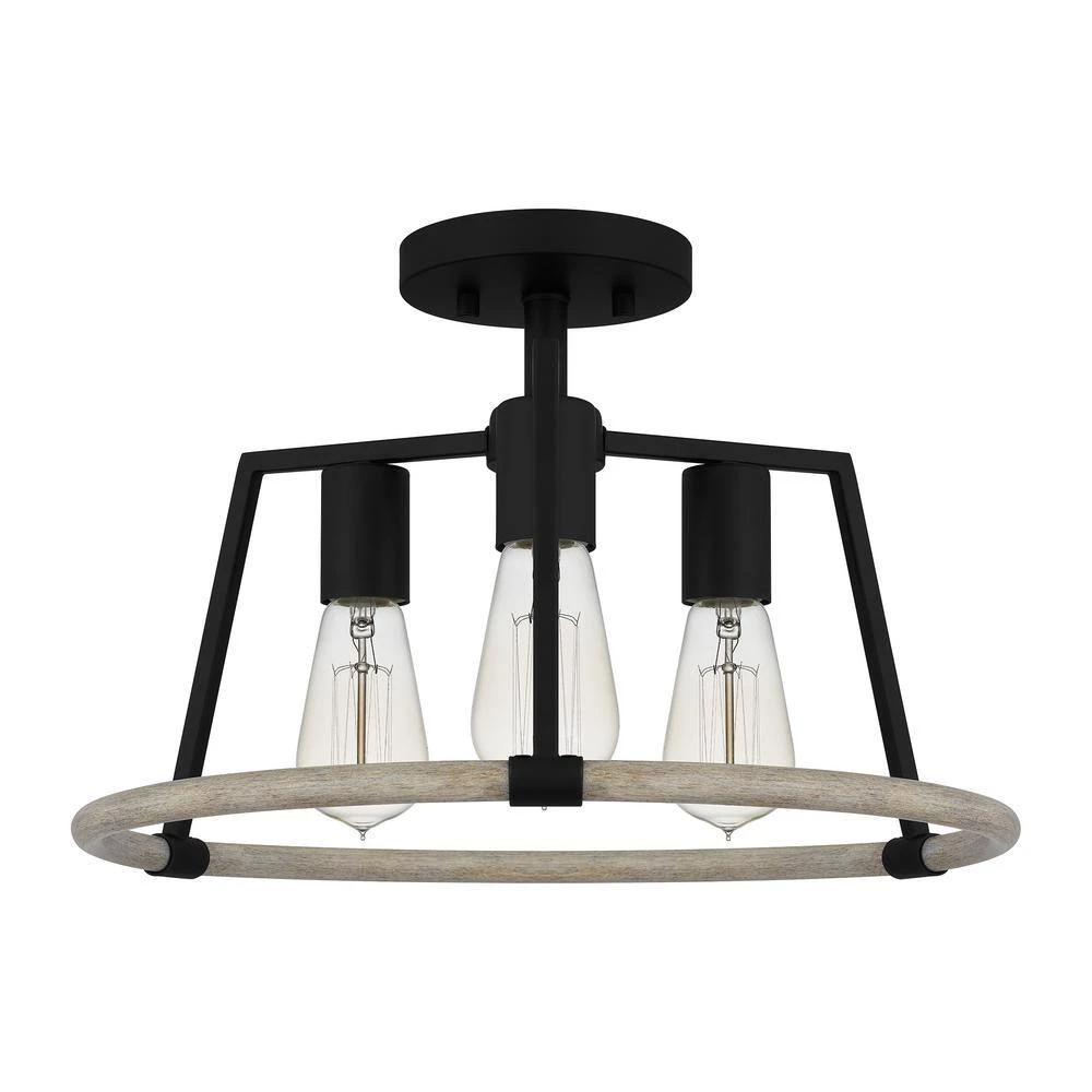 Tippet 3-Light Matte Black Semi-Flush Mount by Quoizel 5 Tippet 3-Light Matte Black Semi-Flush Mount by Quoizel - Image 3