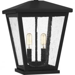 Joffrey 10.5 in. 2-Light Matte Black Outdoor Pendant-Light with Clear Seeded Glass by Quoizel -Quoizel Sales matte black quoizel outdoor pendant lights jfy1911mbk fa 1000