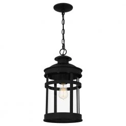 Scout 1-Light Matte Black Outdoor Pendant Light with Clear Glass by Quoizel 14 Scout 1-Light Matte Black Outdoor Pendant Light with Clear Glass by Quoizel -Quoizel Sales matte black quoizel outdoor pendant lights sco1909mbk 4f 1000
