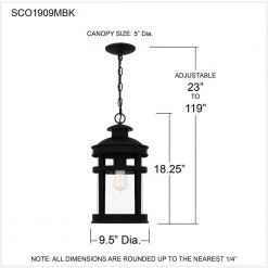 Scout 1-Light Matte Black Outdoor Pendant Light with Clear Glass by Quoizel 18 Scout 1-Light Matte Black Outdoor Pendant Light with Clear Glass by Quoizel -Quoizel Sales matte black quoizel outdoor pendant lights sco1909mbk 76 1000