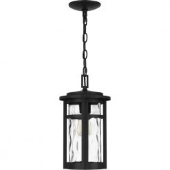 Uma 8 in. 1-Light Matte Black Outdoor Pendant-Light with Clear Water Glass by Quoizel 17 Uma 8 in. 1-Light Matte Black Outdoor Pendant-Light with Clear Water Glass by Quoizel -Quoizel Sales matte black quoizel outdoor pendant lights uma1908mbk 1f 1000