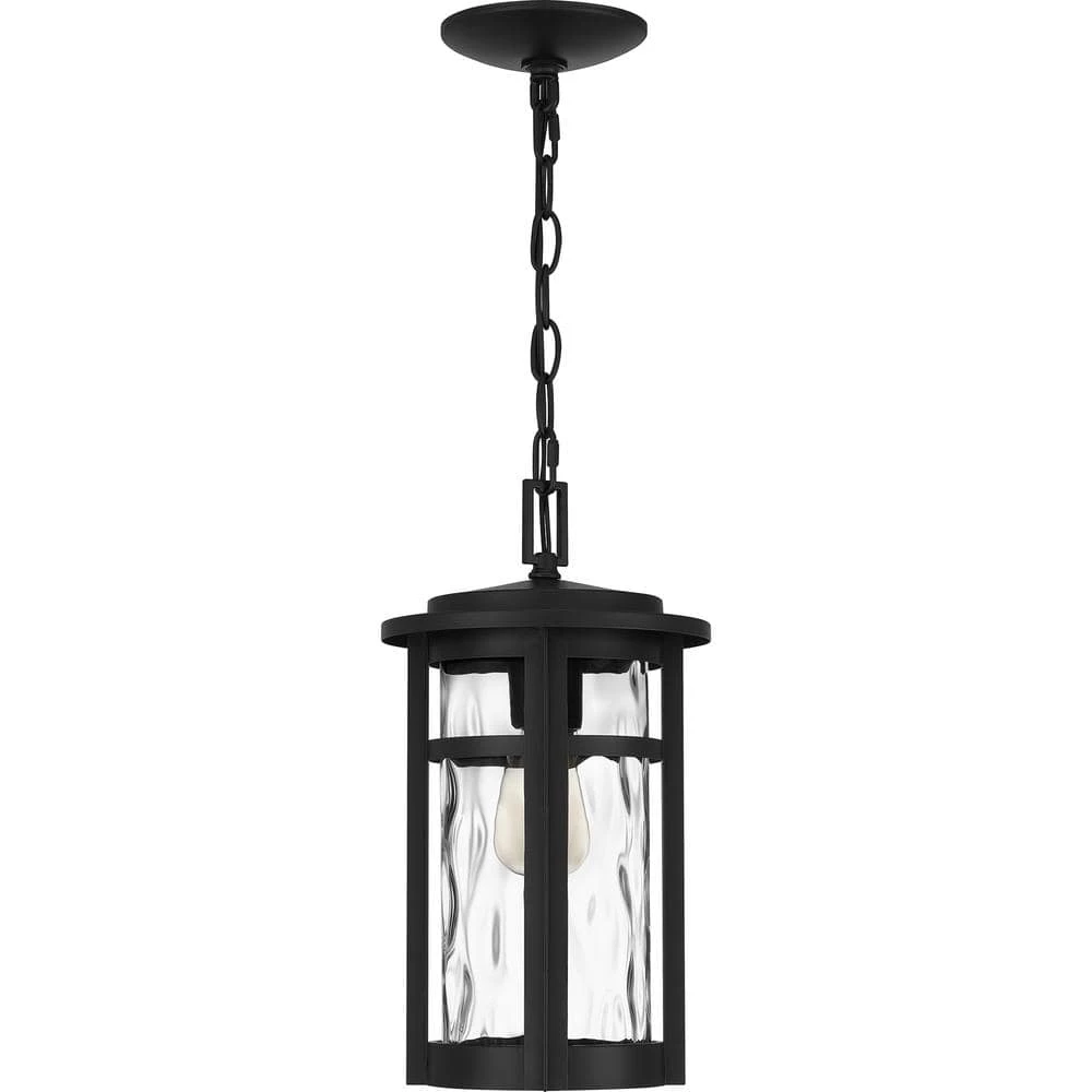 Uma 8 in. 1-Light Matte Black Outdoor Pendant-Light with Clear Water Glass by Quoizel 8 Uma 8 in. 1-Light Matte Black Outdoor Pendant-Light with Clear Water Glass by Quoizel - Image 6