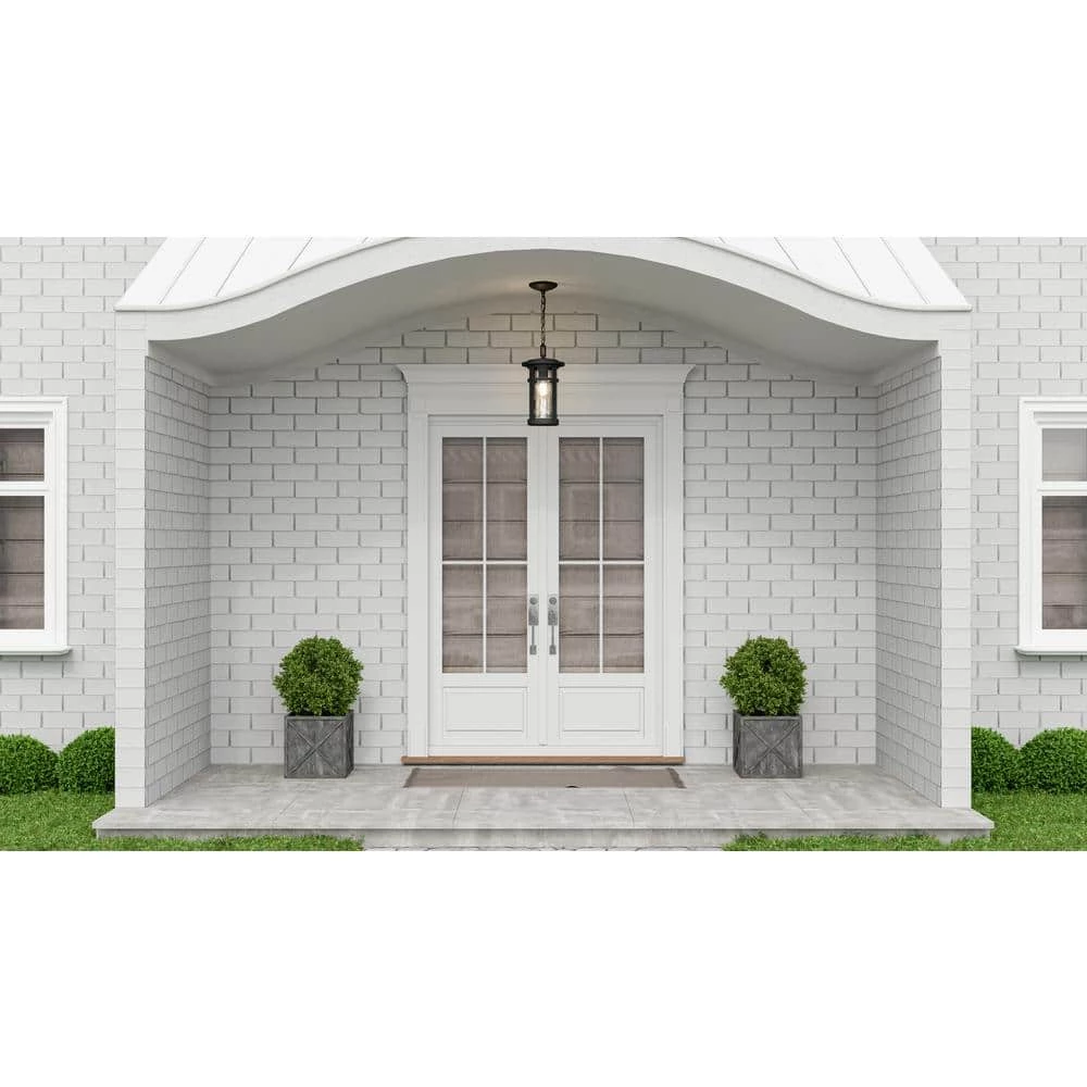 Uma 8 in. 1-Light Matte Black Outdoor Pendant-Light with Clear Water Glass by Quoizel 12 Uma 8 in. 1-Light Matte Black Outdoor Pendant-Light with Clear Water Glass by Quoizel - Image 10