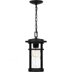 Uma 8 in. 1-Light Matte Black Outdoor Pendant-Light with Clear Water Glass by Quoizel 16 Uma 8 in. 1-Light Matte Black Outdoor Pendant-Light with Clear Water Glass by Quoizel -Quoizel Sales matte black quoizel outdoor pendant lights uma1908mbk 4f 1000