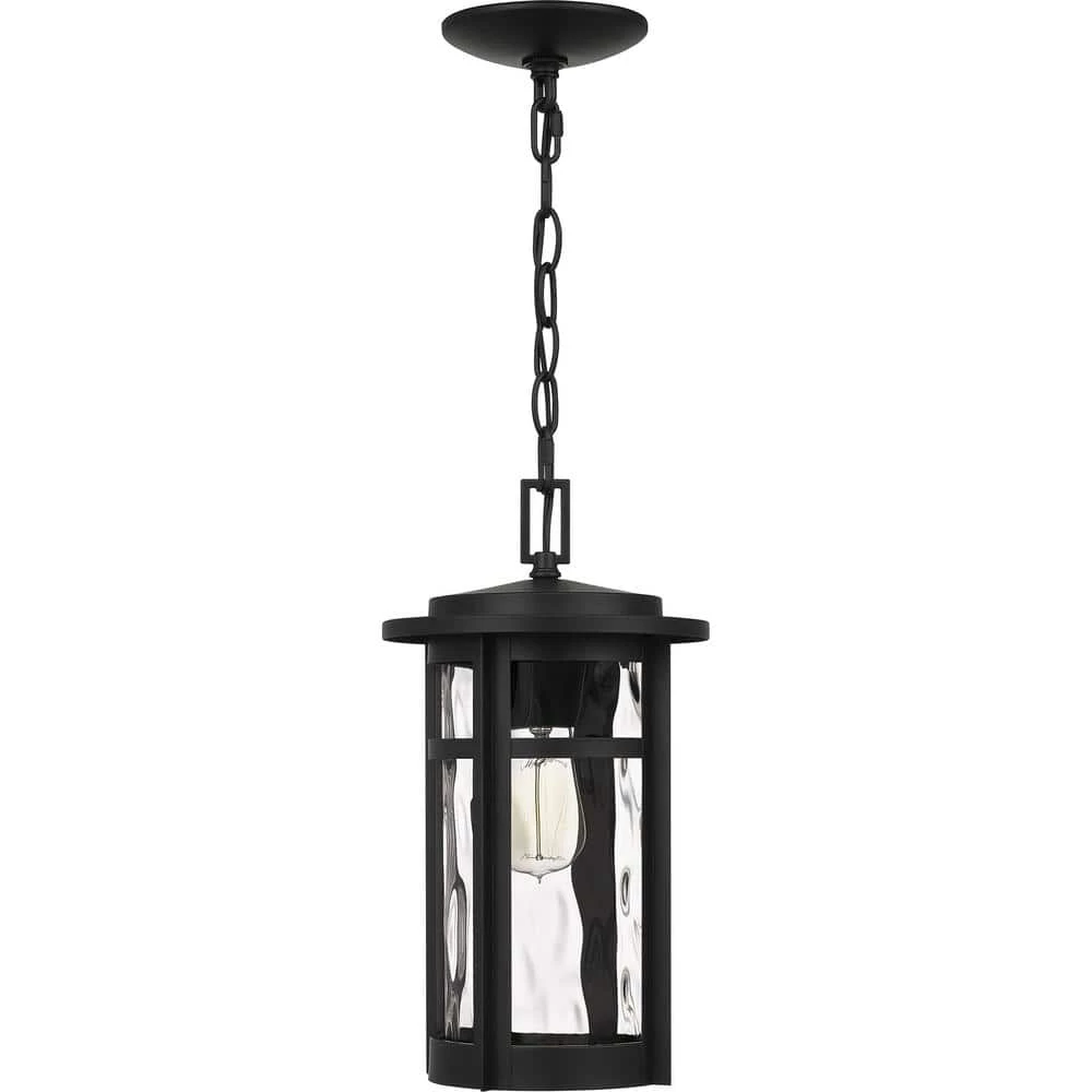 Uma 8 in. 1-Light Matte Black Outdoor Pendant-Light with Clear Water Glass by Quoizel 6 Uma 8 in. 1-Light Matte Black Outdoor Pendant-Light with Clear Water Glass by Quoizel - Image 4