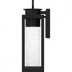 Donegal 5 in. 1-Light Matte Black Outdoor Wall Lantern Sconce with Clear Seeded Glass by Quoizel 16 Donegal 5 in. 1-Light Matte Black Outdoor Wall Lantern Sconce with Clear Seeded Glass by Quoizel -Quoizel Sales matte black quoizel outdoor sconces dgl8405mbk 1f 1000