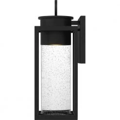 Donegal 7 in. 1-Light Matte Black Outdoor Wall Lantern Sconce with Clear Seeded Glass by Quoizel -Quoizel Sales matte black quoizel outdoor sconces dgl8407mbk 1f 1000