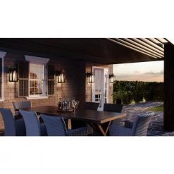 Donegal 7 in. 1-Light Matte Black Outdoor Wall Lantern Sconce with Clear Seeded Glass by Quoizel -Quoizel Sales matte black quoizel outdoor sconces dgl8407mbk 31 1000