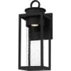 Donegal 7 in. 1-Light Matte Black Outdoor Wall Lantern Sconce with Clear Seeded Glass by Quoizel