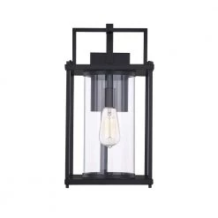 Garrett 1-Light Black Outdoor Wall Lantern Sconce by Quoizel -Quoizel Sales matte black quoizel outdoor sconces gre8409mbk 1f 1000