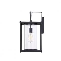 Garrett 1-Light Black Outdoor Wall Lantern Sconce by Quoizel -Quoizel Sales matte black quoizel outdoor sconces gre8409mbk 4f 1000