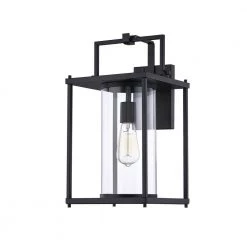 Garrett 1-Light Black Outdoor Wall Lantern Sconce by Quoizel -Quoizel Sales matte black quoizel outdoor sconces gre8409mbk c3 1000