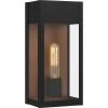 Maren 6 in. 1-Light Matte Black Outdoor Wall Lantern Sconce with Clear Glass by Quoizel -Quoizel Sales matte black quoizel outdoor sconces mae8406mbk 64 1000