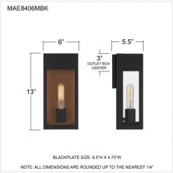 Maren 6 in. 1-Light Matte Black Outdoor Wall Lantern Sconce with Clear Glass by Quoizel -Quoizel Sales matte black quoizel outdoor sconces mae8406mbk fa 1000