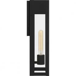 Maren 7.5 in. 1-Light Matte Black Outdoor Wall Lantern Sconce with Clear Glass by Quoizel -Quoizel Sales matte black quoizel outdoor sconces mae8408mbk 1f 1000