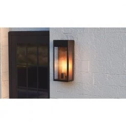 Maren 7.5 in. 1-Light Matte Black Outdoor Wall Lantern Sconce with Clear Glass by Quoizel -Quoizel Sales matte black quoizel outdoor sconces mae8408mbk 40 1000