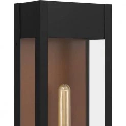 Maren 7.5 in. 1-Light Matte Black Outdoor Wall Lantern Sconce with Clear Glass by Quoizel -Quoizel Sales matte black quoizel outdoor sconces mae8408mbk 44 1000