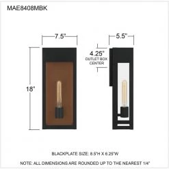 Maren 7.5 in. 1-Light Matte Black Outdoor Wall Lantern Sconce with Clear Glass by Quoizel -Quoizel Sales matte black quoizel outdoor sconces mae8408mbk fa 1000