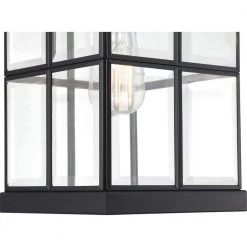 Mulligan 1-Light Black Outdoor Wall Lantern Sconce by Quoizel -Quoizel Sales matte black quoizel outdoor sconces mgn8406mbk 44 1000