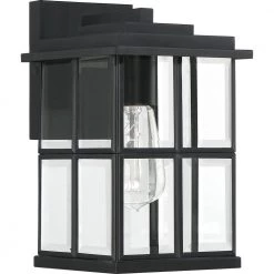 Mulligan 1-Light Black Outdoor Wall Lantern Sconce by Quoizel -Quoizel Sales matte black quoizel outdoor sconces mgn8406mbk c3 1000