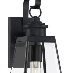 Paxton 1-Light Black Outdoor Wall Lantern Sconce by Quoizel -Quoizel Sales matte black quoizel outdoor sconces pax8407mbk 40 1000