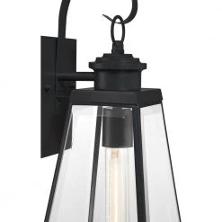 Paxton 1-Light Black Outdoor Wall Lantern Sconce by Quoizel -Quoizel Sales matte black quoizel outdoor sconces pax8407mbk 44 1000