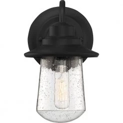 Radford 1-Light Black Outdoor Wall Lantern Sconce by Quoizel -Quoizel Sales matte black quoizel outdoor sconces rad8405mbk 4f 1000