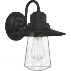 Radford 1-Light Black Outdoor Wall Lantern Sconce by Quoizel -Quoizel Sales matte black quoizel outdoor sconces rad8410mbk c3 1000