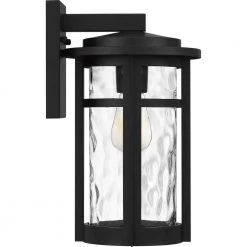 Uma 8 in. 1-Light Matte Black Outdoor Wall Lantern Sconce with Clear Water Glass by Quoizel 15 Uma 8 in. 1-Light Matte Black Outdoor Wall Lantern Sconce with Clear Water Glass by Quoizel -Quoizel Sales matte black quoizel outdoor sconces uma8408mbk 1f 1000