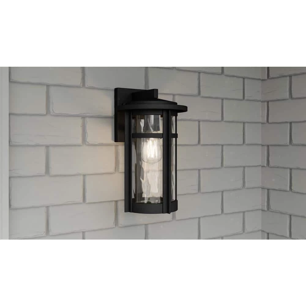 Uma 8 in. 1-Light Matte Black Outdoor Wall Lantern Sconce with Clear Water Glass by Quoizel 5 Uma 8 in. 1-Light Matte Black Outdoor Wall Lantern Sconce with Clear Water Glass by Quoizel - Image 3