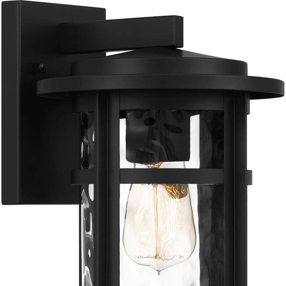Uma 8 in. 1-Light Matte Black Outdoor Wall Lantern Sconce with Clear Water Glass by Quoizel 9 Uma 8 in. 1-Light Matte Black Outdoor Wall Lantern Sconce with Clear Water Glass by Quoizel - Image 7