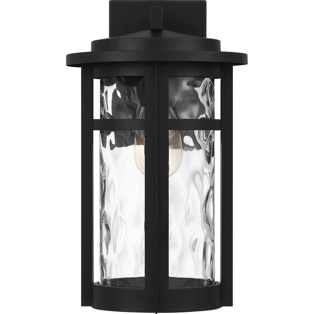 Uma 8 in. 1-Light Matte Black Outdoor Wall Lantern Sconce with Clear Water Glass by Quoizel 7 Uma 8 in. 1-Light Matte Black Outdoor Wall Lantern Sconce with Clear Water Glass by Quoizel - Image 5
