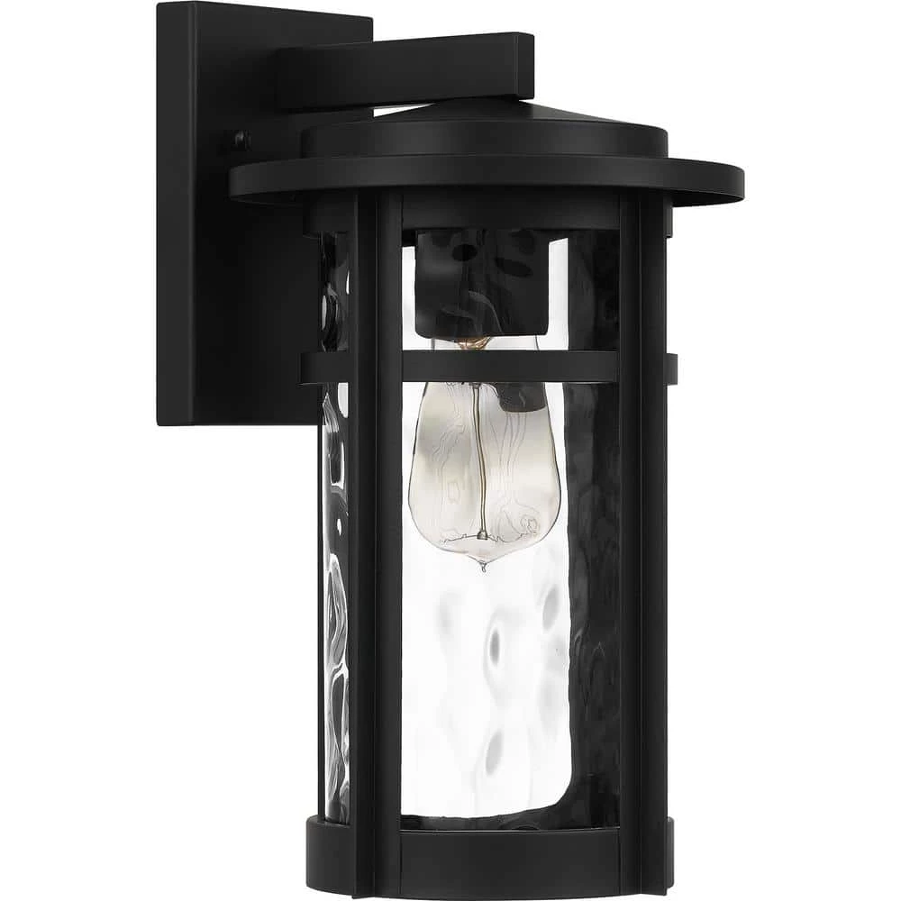 Uma 8 in. 1-Light Matte Black Outdoor Wall Lantern Sconce with Clear Water Glass by Quoizel 6 Uma 8 in. 1-Light Matte Black Outdoor Wall Lantern Sconce with Clear Water Glass by Quoizel - Image 4