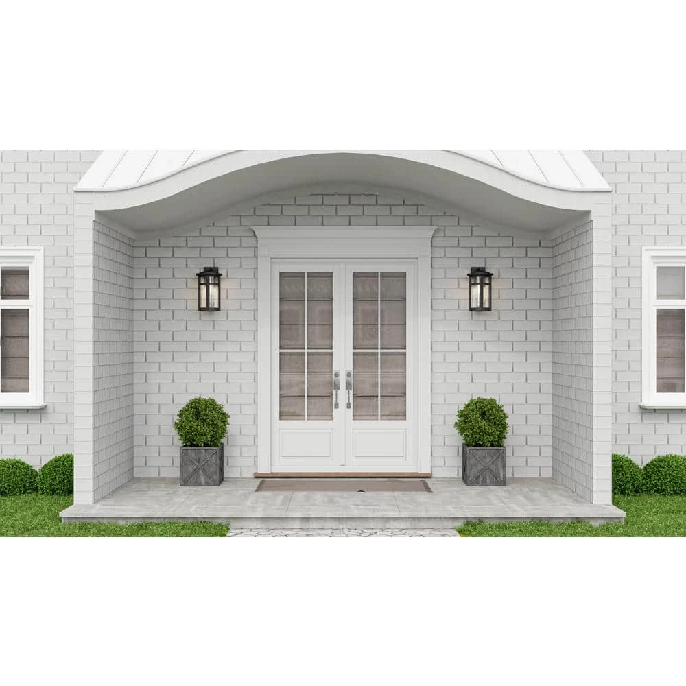 Uma 8 in. 1-Light Matte Black Outdoor Wall Lantern Sconce with Clear Water Glass by Quoizel 4 Uma 8 in. 1-Light Matte Black Outdoor Wall Lantern Sconce with Clear Water Glass by Quoizel - Image 2