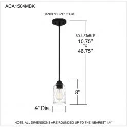Acacia 1-Light Matte Black Chandelier with Clear Water Glass by Quoizel -Quoizel Sales matte black quoizel pendant lights aca1504mbk 76 1000