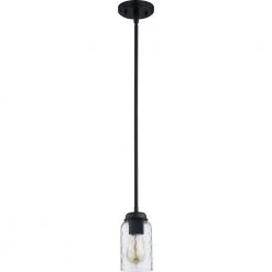 Blanche 1-Light Matte Black Mini Pendant by Quoizel
