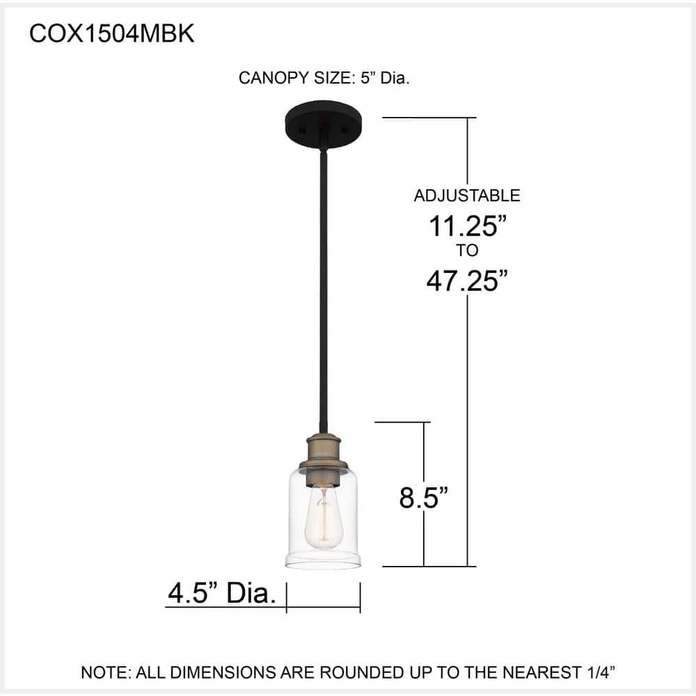 Cox 1-Light Matte Black Shaded Pendant Light by Quoizel 10 Cox 1-Light Matte Black Shaded Pendant Light by Quoizel - Image 8