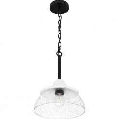 Otten 1-Light Matte Black Shaded Pendant by Quoizel -Quoizel Sales matte black quoizel pendant lights otn1512mbk 1f 1000