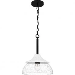 Otten 1-Light Matte Black Shaded Pendant by Quoizel