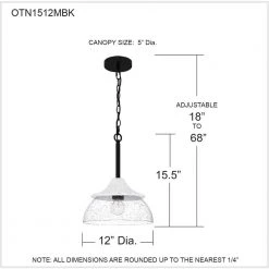 Otten 1-Light Matte Black Shaded Pendant by Quoizel -Quoizel Sales matte black quoizel pendant lights otn1512mbk 76 1000