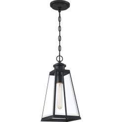 Paxton 1-Light Matte Black Lantern Pendant Light by Quoizel -Quoizel Sales matte black quoizel pendant lights pax1507mbk 1f 1000