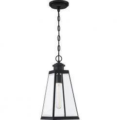 Paxton 1-Light Matte Black Lantern Pendant Light by Quoizel