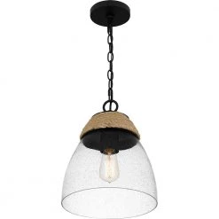 Kingstide 1-Light Matte Black Shaded Pendant by Quoizel -Quoizel Sales matte black quoizel pendant lights qpp5589mbk 1f 1000