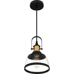 Warnock 1-Light Matte Black Shaded Pendant by Quoizel -Quoizel Sales matte black quoizel pendant lights qpp5639mbk 1f 1000