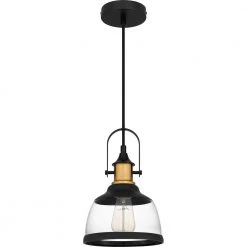 Warnock 1-Light Matte Black Shaded Pendant by Quoizel -Quoizel Sales matte black quoizel pendant lights qpp5639mbk c3 1000