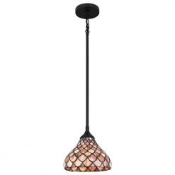 Ursa 1-Light Matte Black Shaded Pendant Light by Quoizel