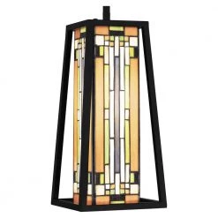 Sierra 1-Light Matte Black Chandelier with Multicolor Art Glass by Quoizel -Quoizel Sales matte black quoizel pendant lights tf5332mbk 44 1000