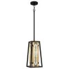 Sierra 1-Light Matte Black Chandelier with Multicolor Art Glass by Quoizel