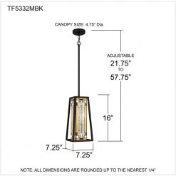 Sierra 1-Light Matte Black Chandelier with Multicolor Art Glass by Quoizel -Quoizel Sales matte black quoizel pendant lights tf5332mbk 76 1000