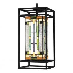 Mateo 1-Light Matte Black Chandelier with Multi-Color Art Glass by Quoizel -Quoizel Sales matte black quoizel pendant lights tf5333mbk 44 1000